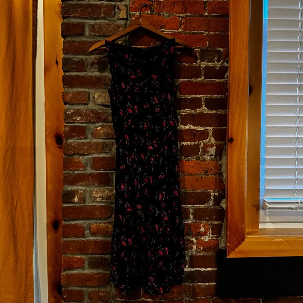 1999 y2k Ralph Lauren Floral Black Midi dress - Picture 6 of 8